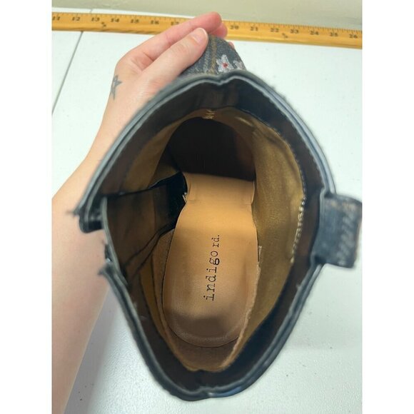 Indigo Rd Embroidered Floral Plaid Heeled Ankle Booties Womens 8.5M Irjuke - Picture 7 of 11